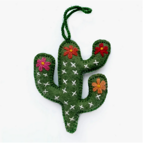 Cactus Embroiderd Wool Ornament