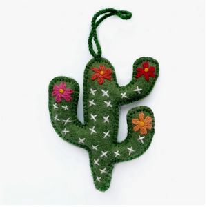 Cactus Embroiderd Wool Ornament