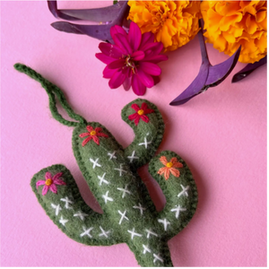 Cactus Embroiderd Wool Ornament