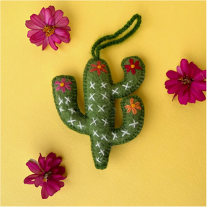 Cactus Embroiderd Wool Ornament