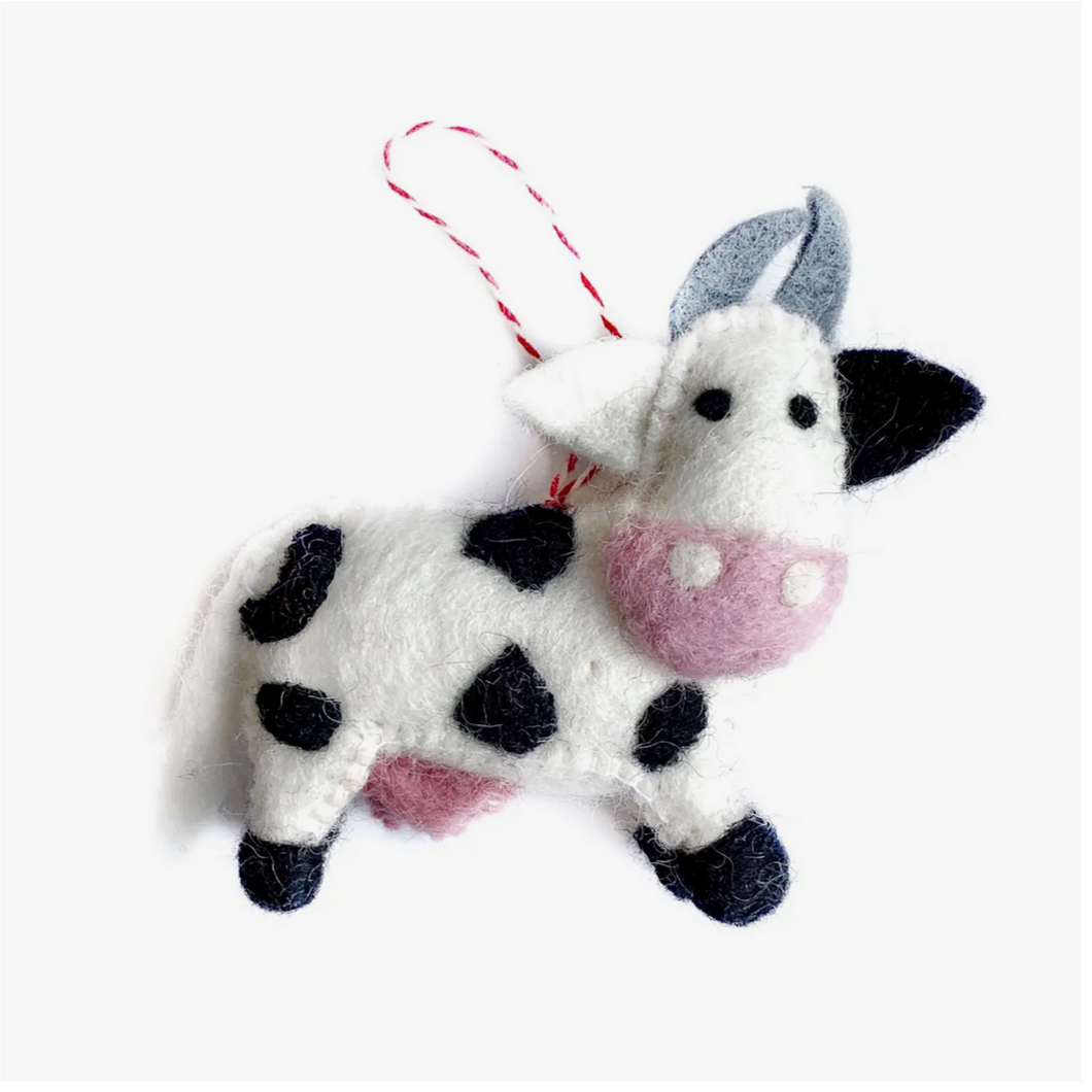 Cow Felt Wool Ornament