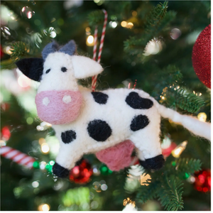 Cow Felt Wool Ornament