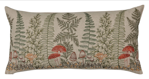 Mushrooms and Ferns Lumbar Pillow