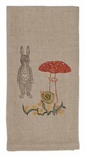 Load image into Gallery viewer, Bunny with Mushrooms Tea Towel