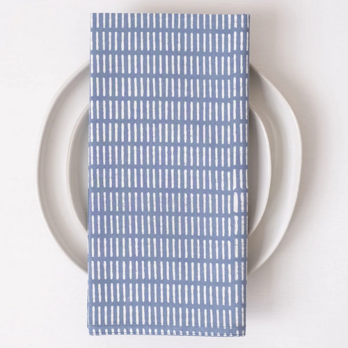 Block Printed Napkins - Pontis Stripes Cloud