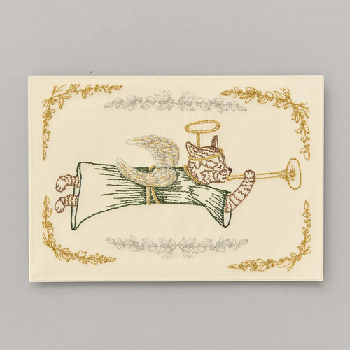Angel Cat Embroidered Card