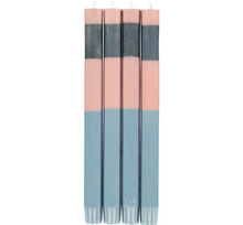 Load image into Gallery viewer, Striped Candles - Abstract Old Rose, Indigo &amp; Pompadour