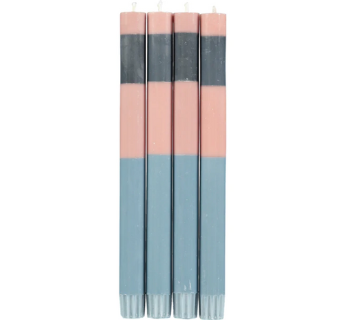 Striped Candles - Abstract Old Rose, Indigo & Pompadour
