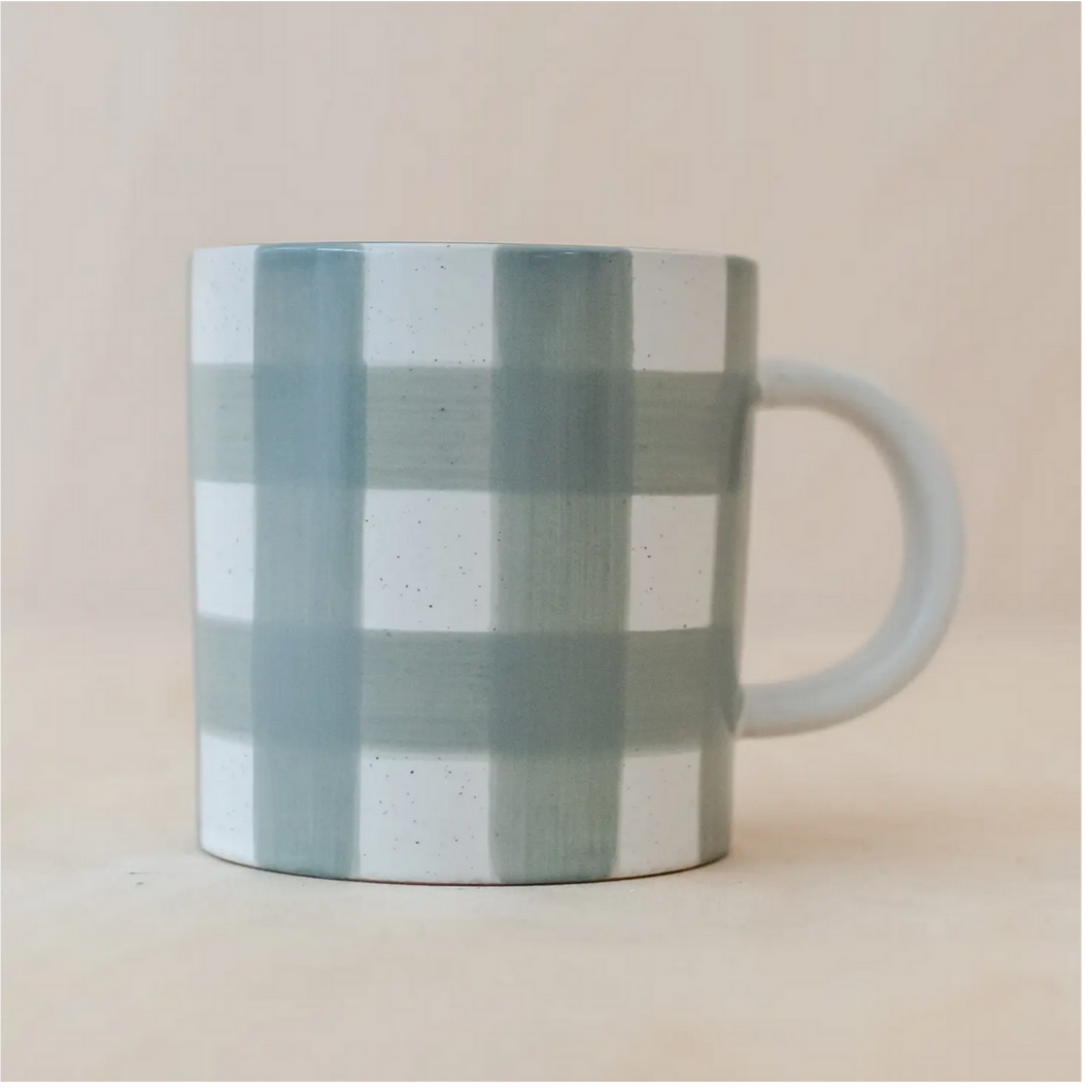 Sage Check Mug