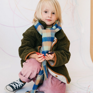 Lambswool Kids Scarf - Blue Multi Gingham