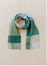 Load image into Gallery viewer, Lambswool Kids Scarf - Green Grid Check