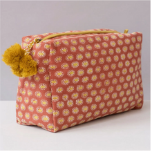 Load image into Gallery viewer, Toiletry Bag - Daisy Brick Block Printed