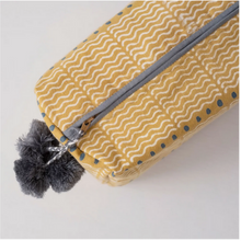 Load image into Gallery viewer, Toiletry Bag - Squiggle Mustard Block Print