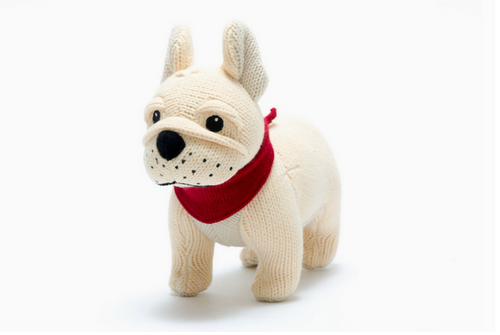 Knitted French Bulldog Baby Rattle