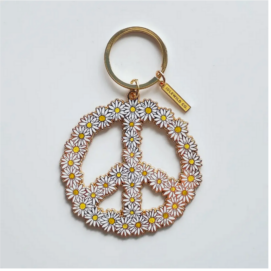 Peace Daisy Keychain