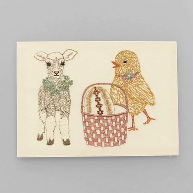 Easter Lamb and Chick Embroidered card
