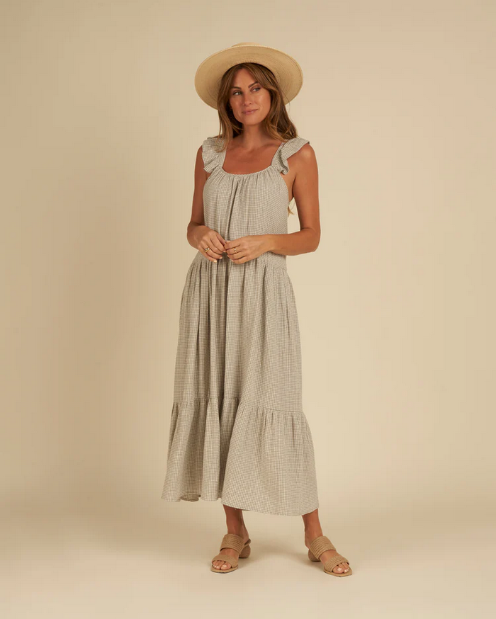 Abbie Tiered Maxi - Sage Gingham