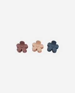 Flower Clip Set - Mulberry, Apricot, Indigo