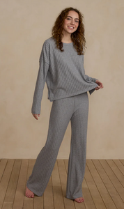 Cozy Rib Knit Set - Dusty Blue