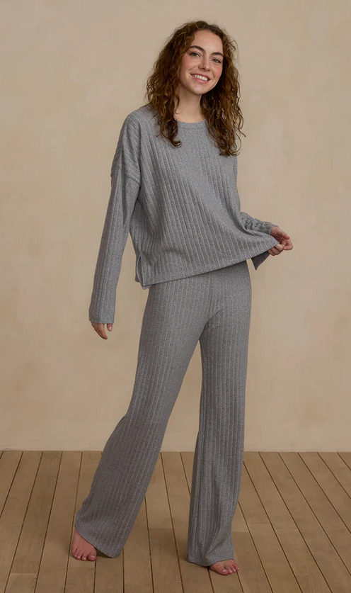 Cozy Rib Knit Set - Dusty Blue