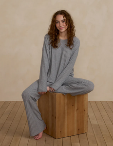 Cozy Rib Knit Set - Dusty Blue