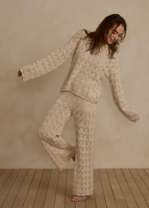 Crochet Knit Pullover - Natural