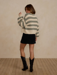 Boxy Crop Cardigan - Laurel Stripe