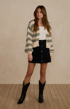 Load image into Gallery viewer, Boxy Crop Cardigan - Laurel Stripe