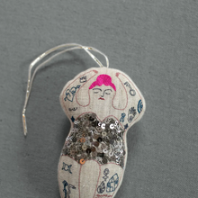 Load image into Gallery viewer, Tattooed Strong Lady - Cotton &amp; Lavender Filled Ornament