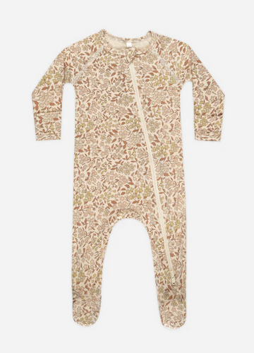 Bamboo Zip Footie - Harvest Floral