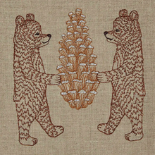 Load image into Gallery viewer, Bears with Pinecone Tea Towel