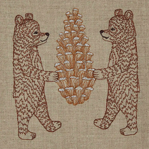 Bears with Pinecone Tea Towel