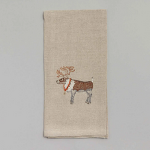 Load image into Gallery viewer, Reindeer with Bells Tea Towel