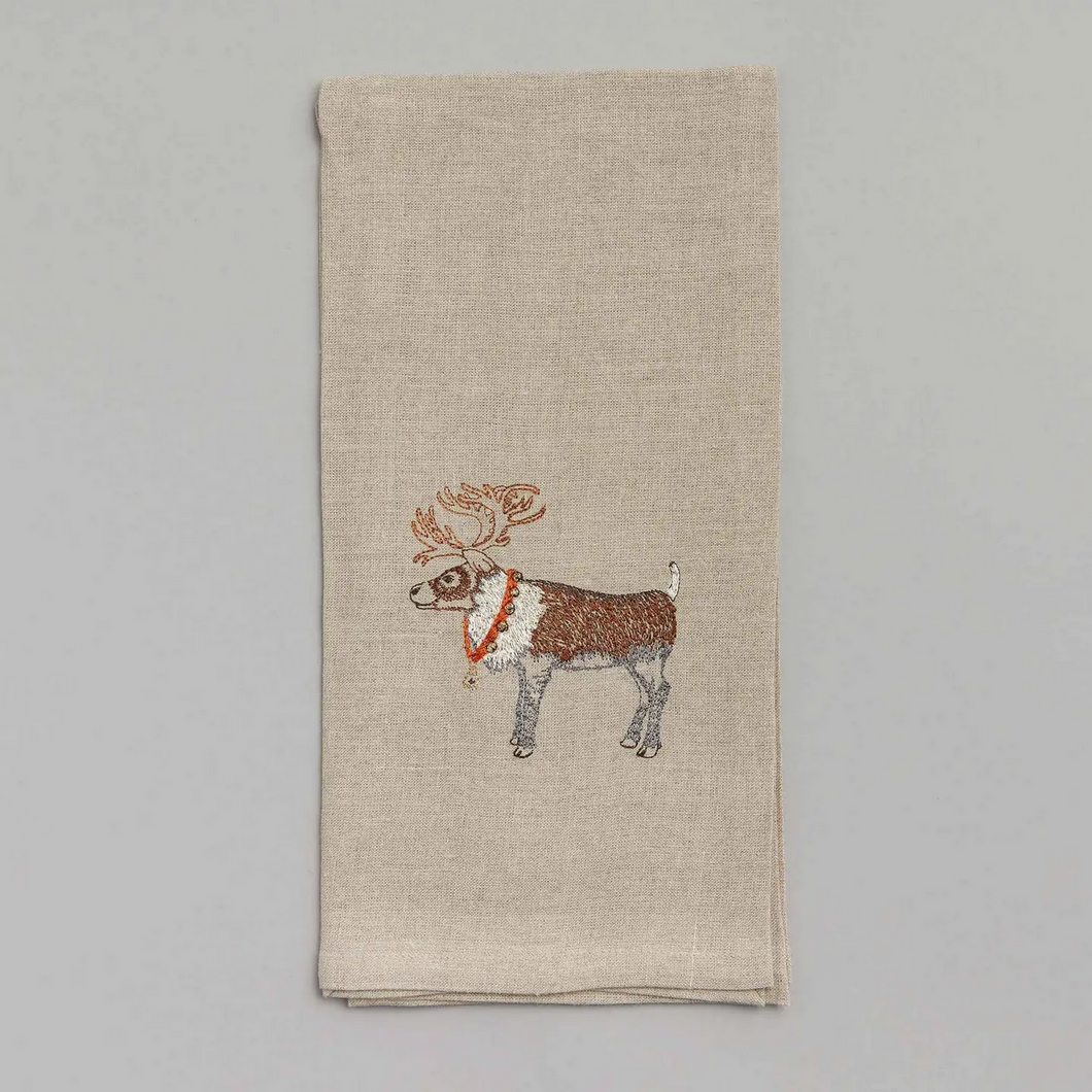 Reindeer with Bells Tea Towel