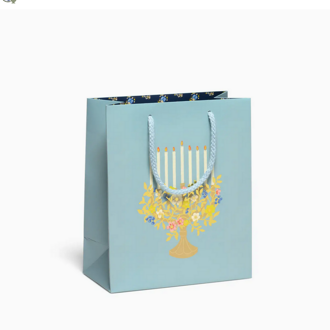 Floral Menorah Gift Bag - Medium