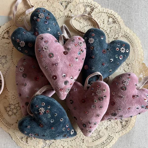 Velvet Confetti Heart Token Ornament