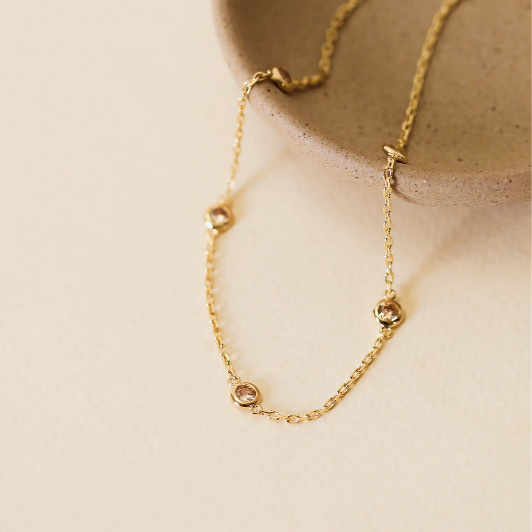 Champagne Stone Gold Necklace