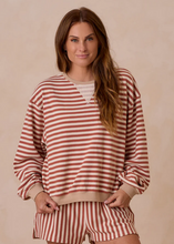 Load image into Gallery viewer, Oversized Crew &amp; Short Set - Poppy Stripe