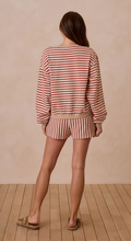 Load image into Gallery viewer, Oversized Crew &amp; Short Set - Poppy Stripe