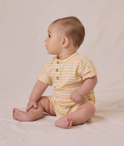 Short Sleeve One Piece - Yellow Stripe