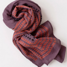 Load image into Gallery viewer, Kinazi Eggplant Block Printed Scarf