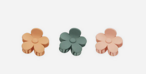 Flower Hair Clip Set - Grapefuit, Eucalyptus, Pink