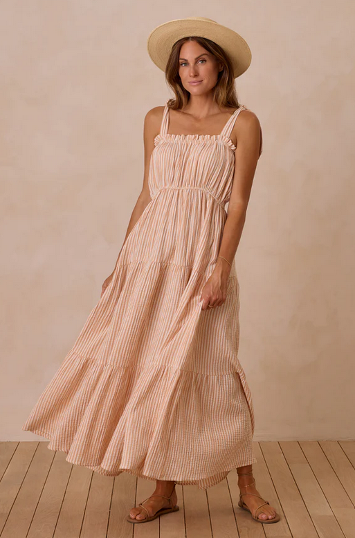 Delphinia Dress - Grapefruit Stripe