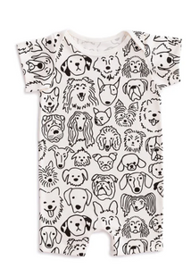 Summer Romper - Dogs Black & Whte