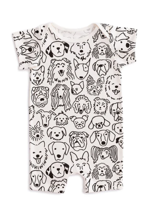 Summer Romper - Dogs Black & Whte