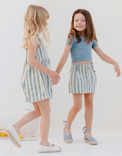 Load image into Gallery viewer, Denim Mini Skirt - Ocean Stripe