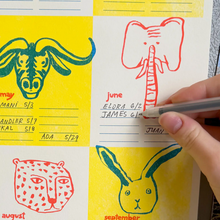 Load image into Gallery viewer, Animal Faces Birthday Calendar Tracker