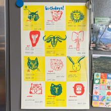 Load image into Gallery viewer, Animal Faces Birthday Calendar Tracker