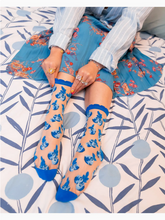 Load image into Gallery viewer, Blueberry Ruffle Sheer Crew Sock