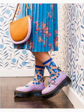 Load image into Gallery viewer, Blueberry Ruffle Sheer Crew Sock